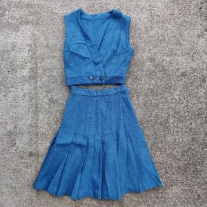 Vintage handmade two-piece wool skirt suit set